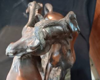 Stunning bronze horse statue "The Accolade" by French sclupturer Pierre Jules Mene, 24" long x 12" wide x 17" tall, weighs 75 pounds, with original receipt from New York City Gallery dated 2000