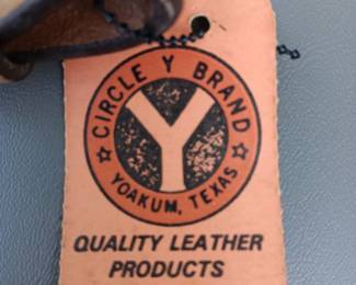 Circle Y Brand label on breast plate with silver-tone