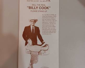Original Billy Cook pamphlet with Registration information from original purchase