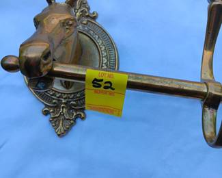 Lot #52 Brass horse design wall hanger 42" long