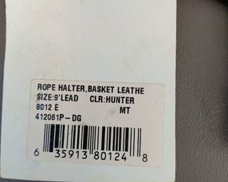 Lot #105: Mustang rope halter and 9' lead, Hunter Green
