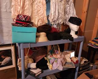 Vintage hats, gloves and bed jackets