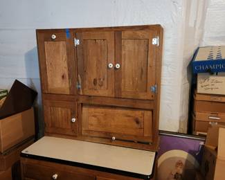 Antique Hoosier cabinet, one of 3 available 