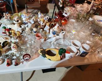 Antique salt and pepper,  planters and more