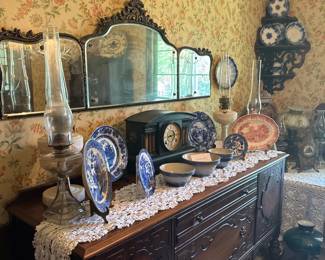 Gorgeous Antique Ornate 3 Panel Etched Wall Mirror