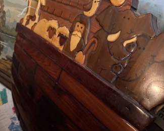 Hand Carved Noah’s Ark Decor