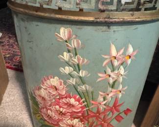 Vintage Plymouth Hand Painted Waste Basket