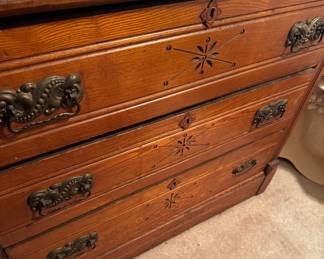 Beautiful 3 Drawer Antique Oak Dresser