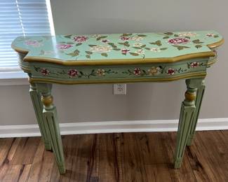 Green painted floral design table