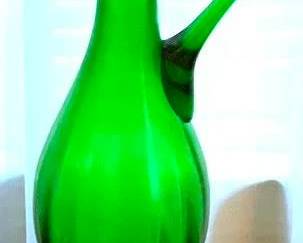 30 - Green Glass Pitcher - 16" Tall