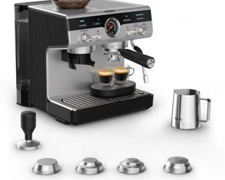 New KRUPS Precision Espresso Coffee Machine with Grinder, Latte & Cappuccino Maker, Pump Pressure + Milk Frother Steam Wand.