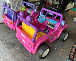 pair of Barbie jeeps