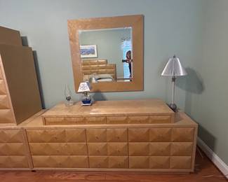 Birdseye maple dresser and mirror