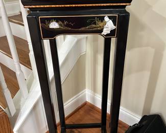 black lacquer stand with mother of pearl details