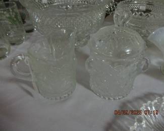 Vintage pair sugar with lid and creamer