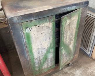 Old storage cabinet on wheels