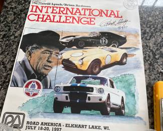 1997 Poster Elkhart Lake Wisconsin poster Signed by Carroll Shelby