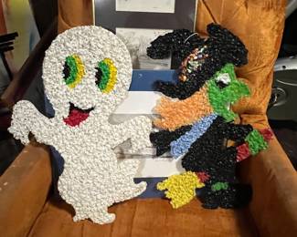 Plastic ghost and witch