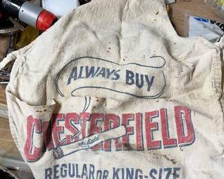 Tool bib advertising Chesterfield cigarettes