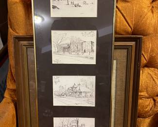 Jack Simmerling grouping of Ridge Park, Beverly Art Center, Train Station and the Castle Framed