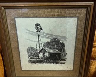 Barn and windmill framed