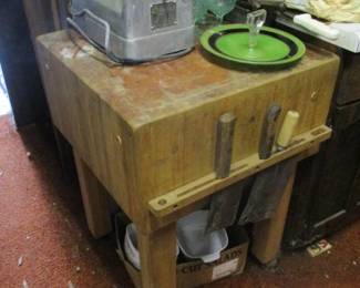 Vintage Commercial Butcher Block Table