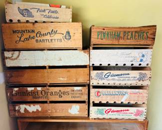 Vintage wooden fruit crates