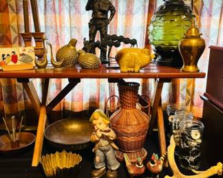 Vintage Terrance Patterson “The Drifter” statue, vintage brass figurines, vintage wicker