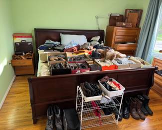 King size bed with men shoe collection