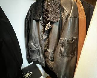 Leather bomber jacket