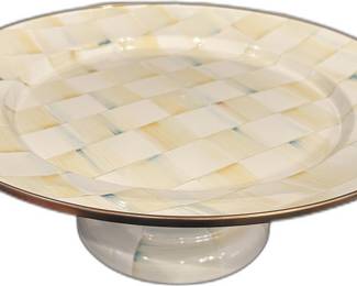 MacKenzie Childs Courtly Check enamel on metal Pedestal Cake Stand