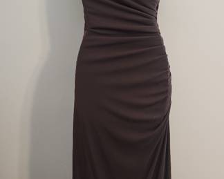 Laundry by Shelli Segal Brown One-Shoulder Ruched Formal Gown