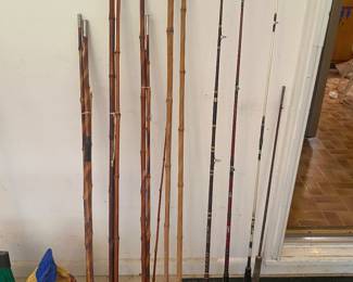 BAMBOO FISHING POLES AND FISHING POLES