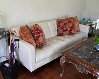 Mid century modern style leather sofa