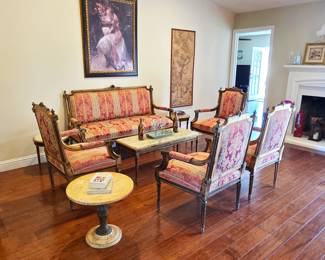 Antique 19th century King Louis XVI parlor salon suite set