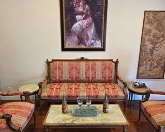 Antique 19th century King Louis XVI parlor salon suite set