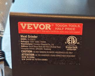 Vevor commercial grade meat grinder