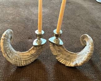 RAM HORN CANDLE HOLDERS