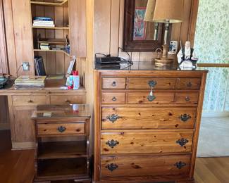 Vintage Knotty Pine Chest and Bedside Dresser