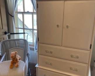 Wicker stroller, white cupboard, more Beatrix Potter