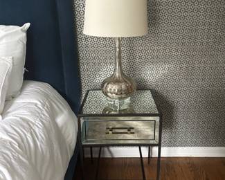WEST ELM MIRRORED DRESSER AND 2 NIGHT STANDS