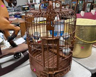 Carved Wood Bird Cage
