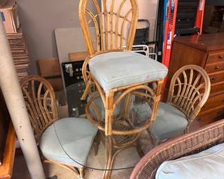Glass Top Ratan Table & 4 Chairs
