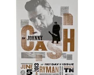 2013 Johnny Cash “First Day of Issue” Ryman Auditorium USPS 16" x 22" Poster – Cindy Cash’s Personal Copy