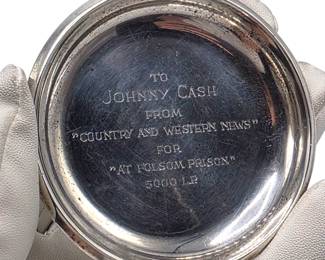 Engraved Sterling Silver Award Dish Presented to Johnny Cash for “At Folsom Prison” Sales Milestone