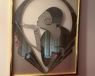 Abstract flapper gold and glass art. Art deco 30 tall by 24 wide