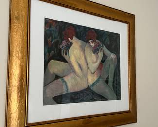 Nude with Flowers. A. Wood 30 high by 34 wide, inside pic 21 by 17