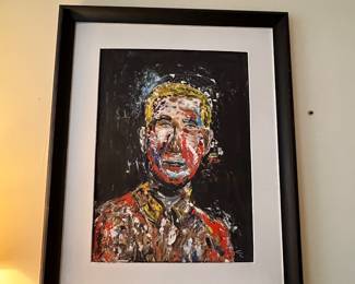 Abstract portrait painting of a man with very bold colors. 31 tall by 25 wide, 1 inch deep