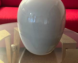 Vintage gray porcelain flat pillow vase 12 high and 9.5 across