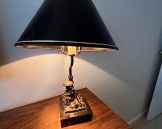 French 19th century Grand Tour Ormolu lamp depicting an Asian sitting woman. 15.5 tall, base 4.5 square, 1.5 tall base